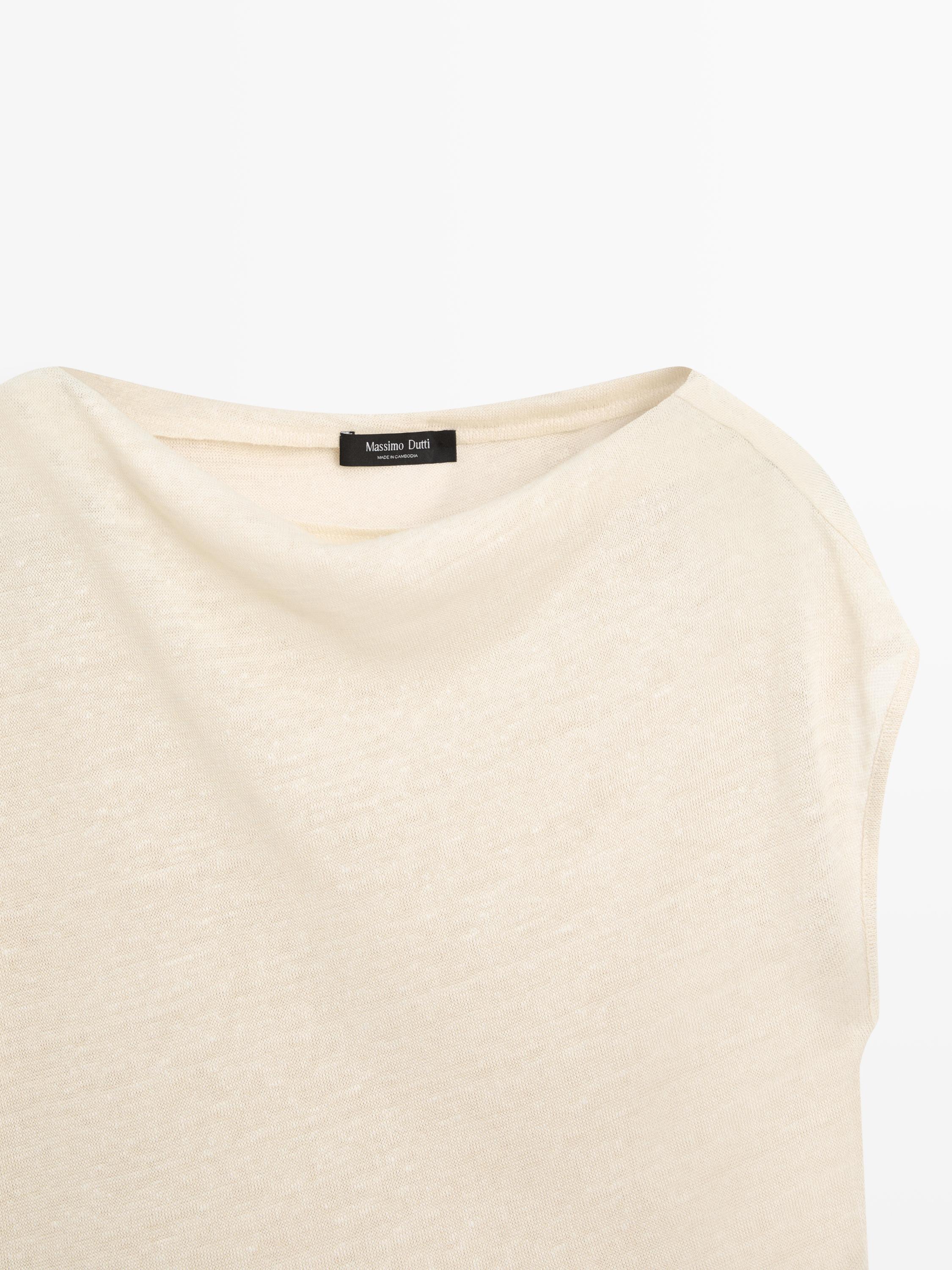 Linen blend asymmetric cropped cape